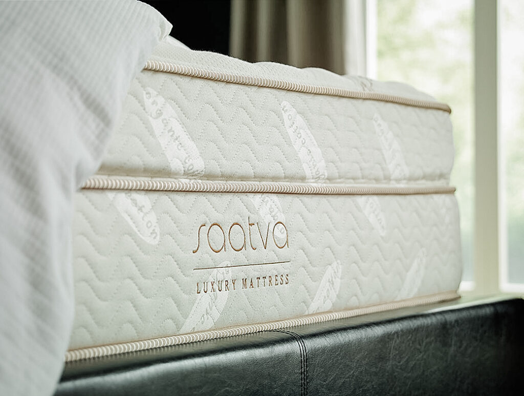 Portrait of a Saatva Luxury Mattress.