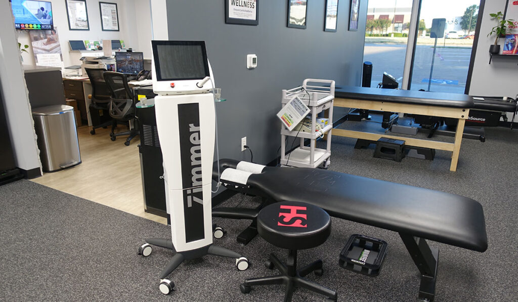 Laser therapy treatment area at HealthSource of Southwest Fort Worth